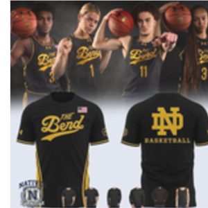 Notre Dame Basketball The Bend Gold Black T Shirt