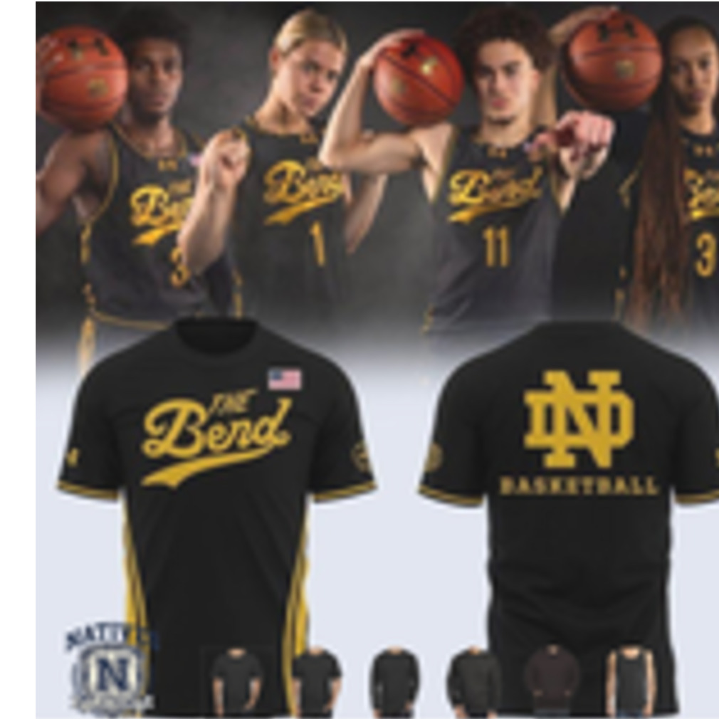 Notre Dame Basketball The Bend Gold Black T Shirt Notre Dame Basketball The Bend Gold Black T Shirt