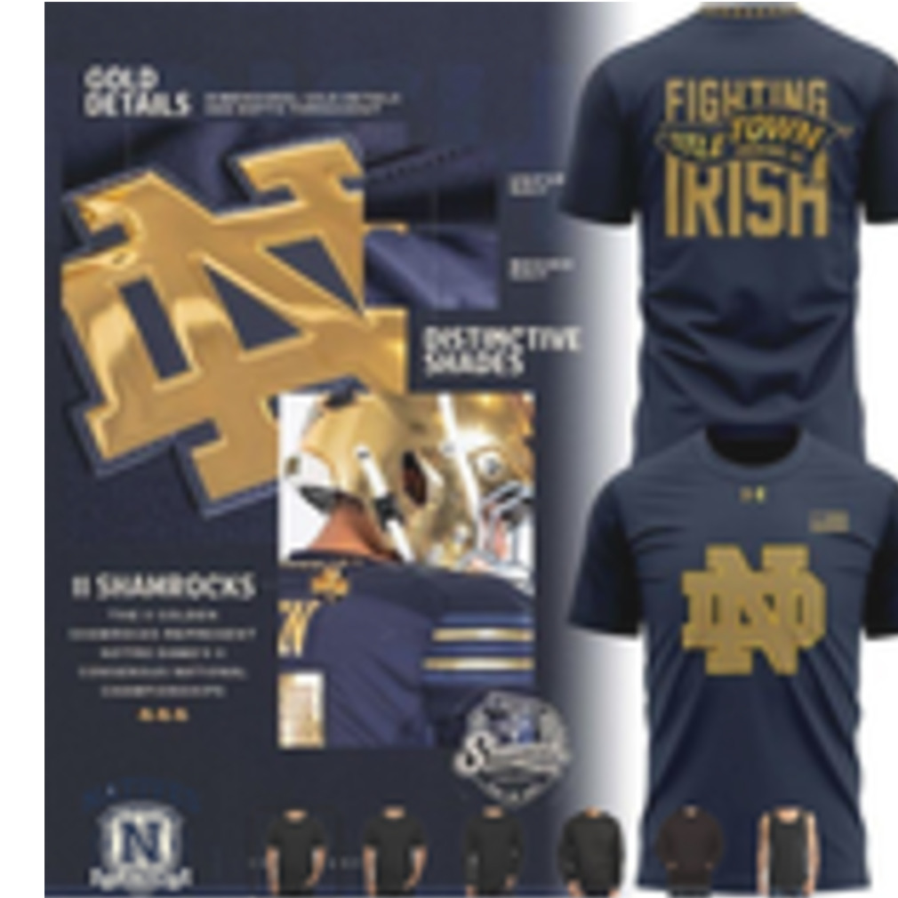 Notre Dame Fighting Irish Shamrock Series Gold Football T Shirt Notre Dame Fighting Irish Shamrock Series Gold Football T Shirt