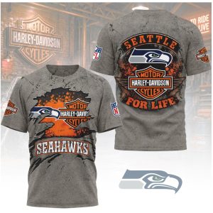 Seattle Seahawks Harley Davidson Motorcycle Shirt