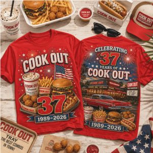 Southern BBQ Burger Cook Out Classic Car 37 Years Anniversary T Shirt