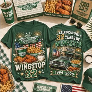 Wingstop Fast Food Vintage Car 32 Years Anniversary T Shirt