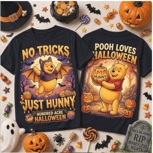 Winnie The Pooh Bat No Tricks Just Hunny Hundred Acre Halloween T Shirt