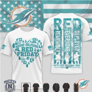 Miami Dolphins Red Friday Military Heart Support Graphic T Shirt
