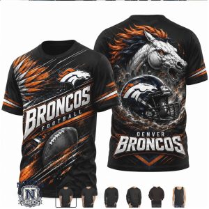 Denver Broncos Football Charging Horse Helmet T Shirt