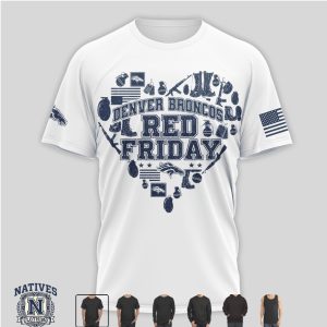 Denver Broncos Red Friday Remember Deployed Heart T Shirt