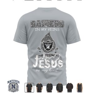 Las Vegas Raiders Faith Cross Heartbeat Jesus In My Heart T Shirt