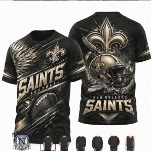 New Orleans Saints Fleur De Lis Helmet Graphic Football T Shirt