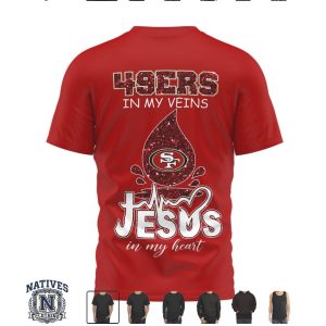 San Francisco 49ers Jesus In My Heart Cross Faith Football T Shirt