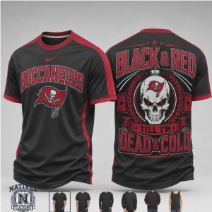 Tampa Bay Buccaneers Skull Skeleton Black And Red Graphic T Shirt