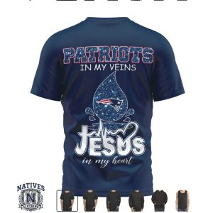New England Patriots Faith Cross Heartbeat Jesus In My Heart T Shirt