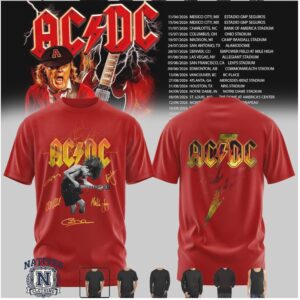 AC DC Classic Rock Band Tour Signature Red T Shirt
