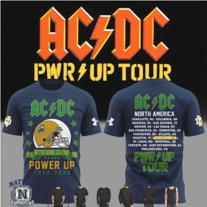 AC DC North America Power Up Tour 2026 Notre Dame Stadium Football T Shirt