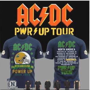 AC DC North America Power Up Tour 2026 Notre Dame Stadium Football T Shirt