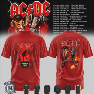 AC DC PWR UP Tour Rock Music Concert Red T Shirt