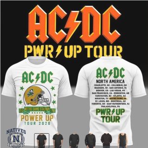 AC DC Power Up Tour 2026 North America Schedule Notre Dame Football T Shirt