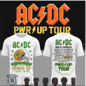 AC DC Power Up Tour 2026 North America Schedule Notre Dame Football T Shirt