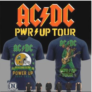 AC DC Power Up Tour 2026 Notre Dame Leprechaun Guitarist Concert T Shirt