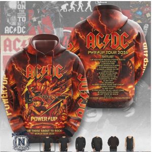 AC DC Power Up World Tour 2026 Fire Flames Graphic Hoodie