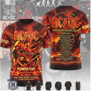 AC DC Power Up World Tour 2026 Fire Flames Graphic Hoodie