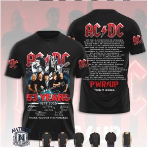 ACDC 53 Years 1973 2026 Band Signature Memories T Shirt