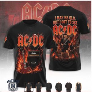 ACDC Angus Young Guitar Fire Rock Band Music T Shirt