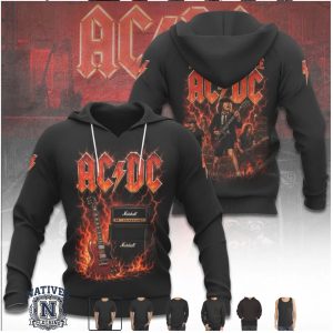ACDC Angus Young Guitar Fire Rock Band Music T Shirt