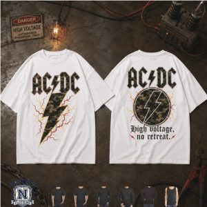 ACDC High Voltage No Retreat Camo Lightning Rock Band Vintage T Shirt