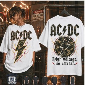 ACDC High Voltage No Retreat Camo Lightning Rock Band Vintage T Shirt