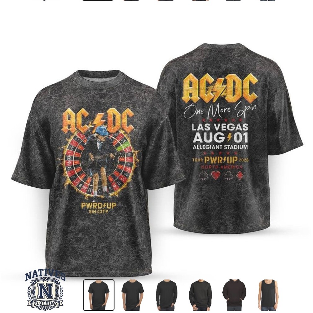 ACDC Las Vegas Tour Vintage Wash Graphic T Shirt ACDC Las Vegas Tour Vintage Wash Graphic T Shirt
