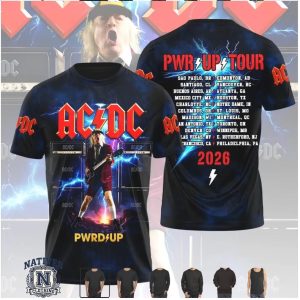ACDC Pwr Up 2026 World Tour Angus Young Guitar T Shirt