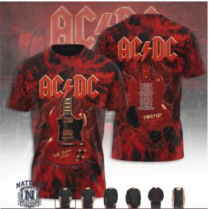 ACDC Pwr Up North America 2026 Red Lightning Guitar Hoodie T Shirt