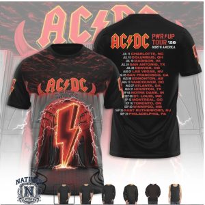ACDC Pwr Up North America Tour 2026 Lightning Bolt Stadium T Shirt