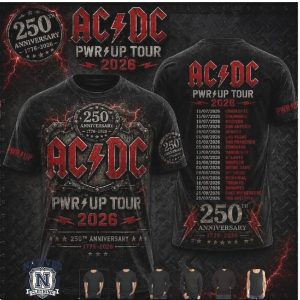 ACDC Pwr Up Tour 2026 Anniversary Concert Tour T Shirt