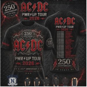 ACDC Pwr Up Tour 2026 Anniversary Concert Tour T Shirt