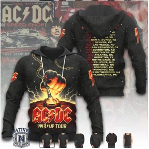 ACDC Pwr Up Tour 2026 Hand Holding Lightning Graphic Concert Hoodie