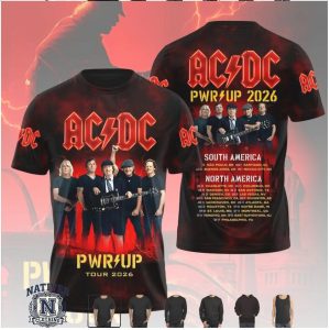 ACDC Pwr Up Tour 2026 World Tour Band Lineup Graphic T Shirt