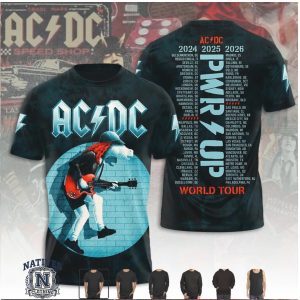 ACDC Pwr Up World Tour 2024 2026 Mascot Guitarist Concert T Shirt