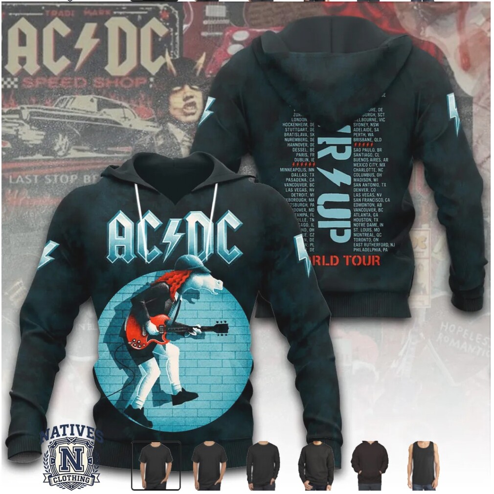 ACDC Pwr Up World Tour 2024 2026 Mascot Guitarist Concert T Shirt ACDC Pwr Up World Tour 2024 2026 Mascot Guitarist Concert T Shirt