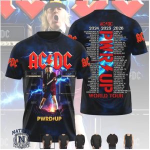 ACDC PwrUp Tour 2026 Angus Young Concert Graphic T Shirt