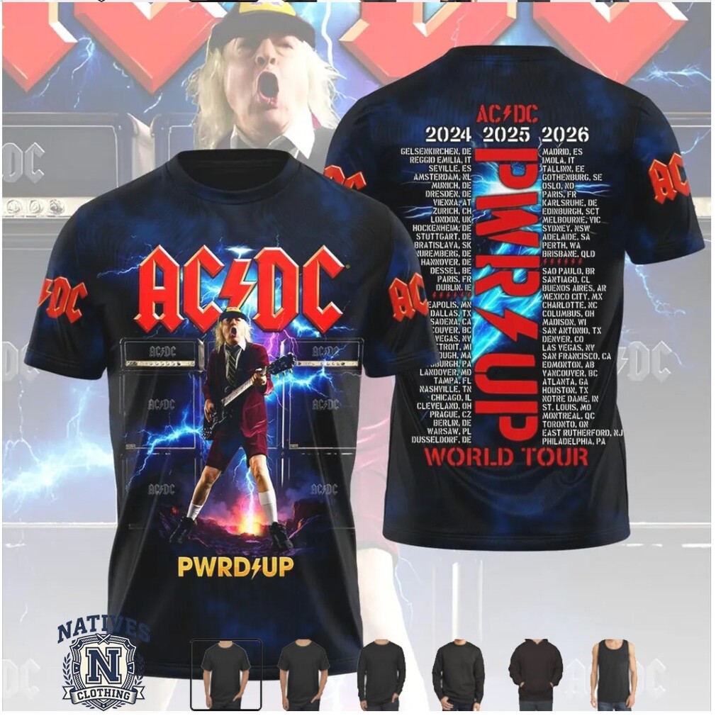 ACDC PwrUp Tour 2026 Angus Young Concert Graphic T Shirt ACDC PwrUp Tour 2026 Angus Young Concert Graphic T Shirt