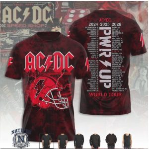 ACDC Rock Band World Tour Football Helmet Concert T Shirt