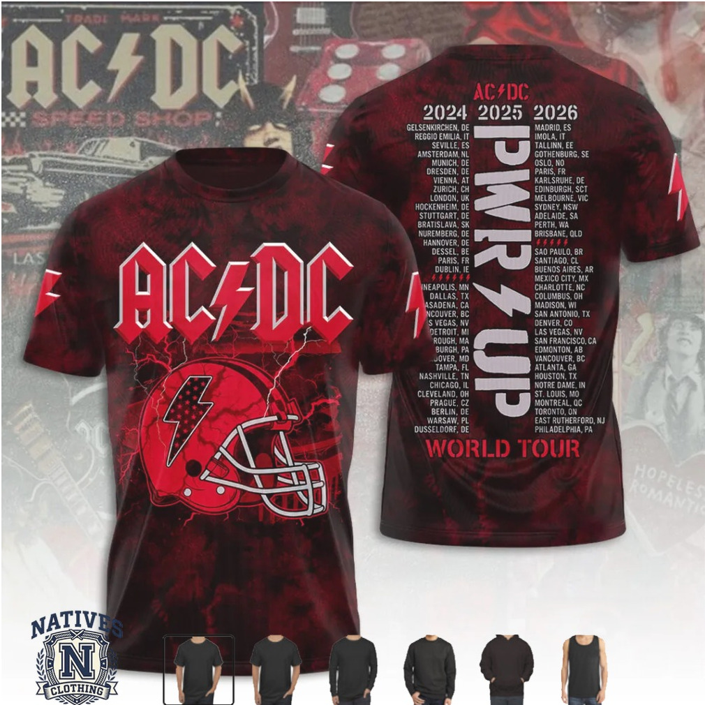 ACDC Rock Band World Tour Football Helmet Concert T Shirt ACDC Rock Band World Tour Football Helmet Concert T Shirt