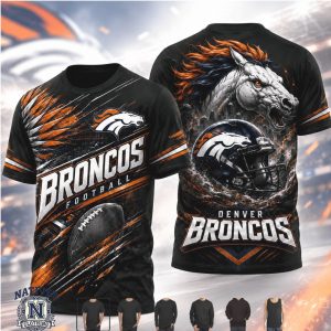 Denver Broncos Football Charging Horse Helmet T Shirt