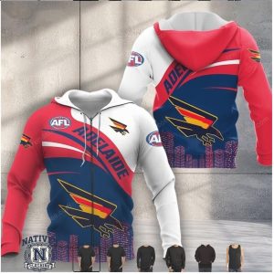 Adelaide Crows AFL City Graphic Printed T Shirt Hoodie Sweater