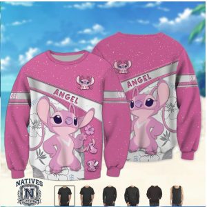 Angel Lilo and Stitch Tropical Flower Summer Fan T Shirt