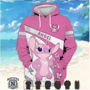 Angel Lilo and Stitch Tropical Flower Summer Fan T Shirt