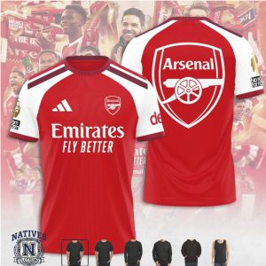 Arsenal FC Official Crest Emirates Fly Better Red Football Jersey