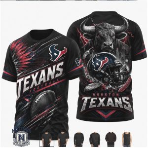 Houston Texans Football Charging Bull Helmet T Shirt