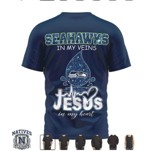 Seattle Seahawks Faith Cross Heartbeat Jesus In My Heart T Shirt